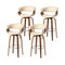Set of 2/4 Mid-century Modern Leatherette Swivel Bar Stools/Counter Stools with Walnut Bentwood Frame